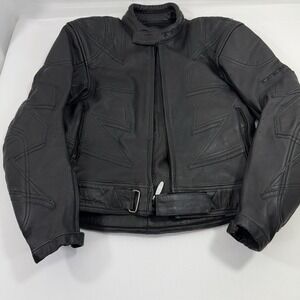 Teknic Black Padded Leather Motorcycle Motocross Racing Jacket Size 42/52